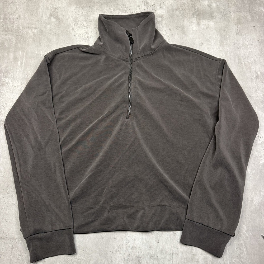 Athleta Seasoft Quarter Zip Pullover Womens Small Brown Taupe Long Sleeve Shirt